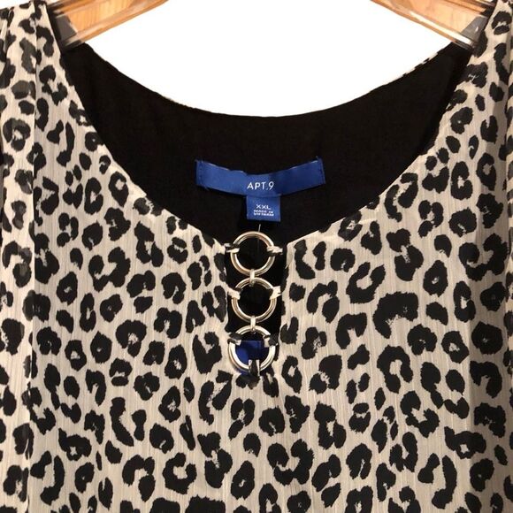 Apt. 9 Leopard Cheetah Print Open Shoulder Overlay Blouse Size XXL NEW - Picture 9 of 9